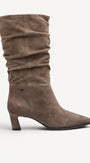DAMESLAARS LANG/HALFHOOG-Beige suède/nubuck
