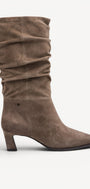 DAMESLAARS LANG/HALFHOOG-Beige suède/nubuck