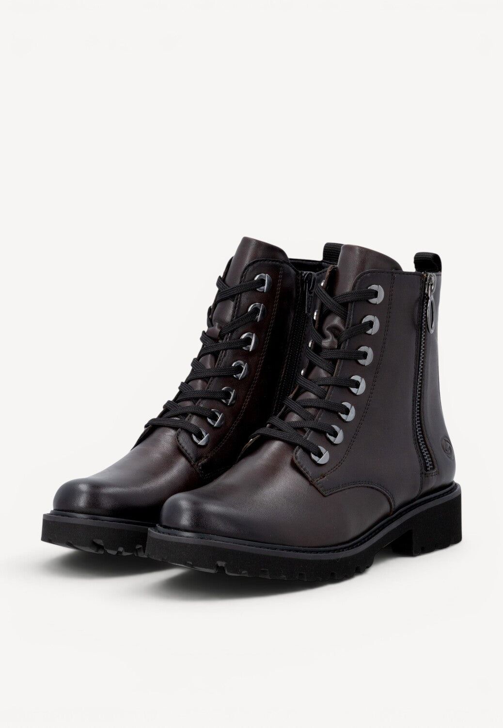 DAMES BOOTS+KORT LAARS-Bruin leer