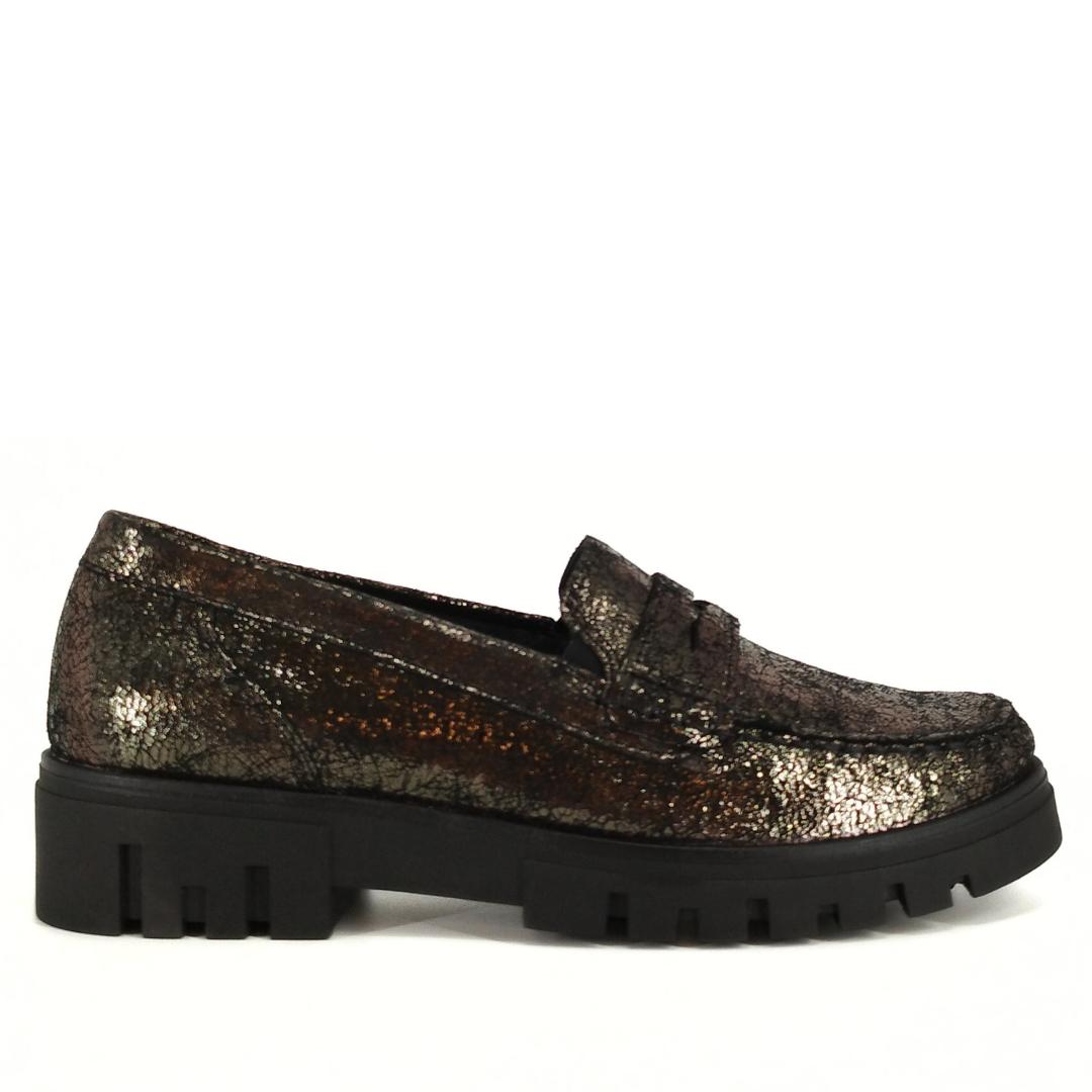 DAMES INSTAPSCHOENEN-Brons leer