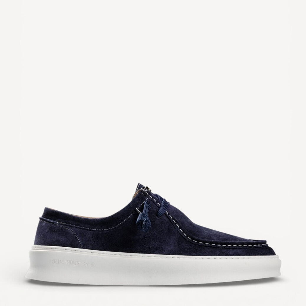 Heren veterschoenen-Blauw suède/nubuck