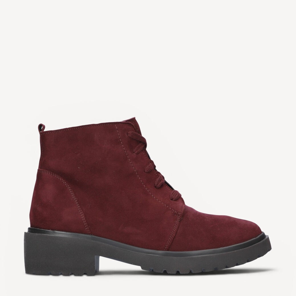 DAMES BOOTS+KORT LAARS-Rood suède/nubuck