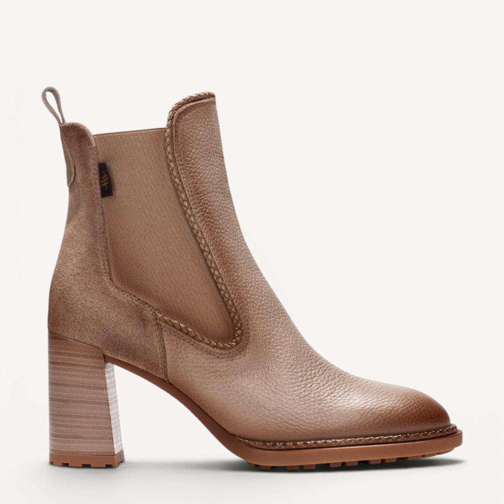 DAMES BOOTS+KORT LAARS-Beige leer