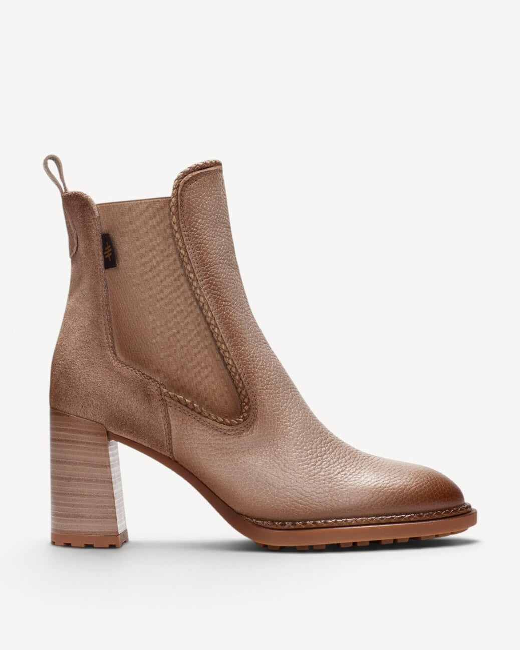 DAMES BOOTS+KORT LAARS-Beige leer