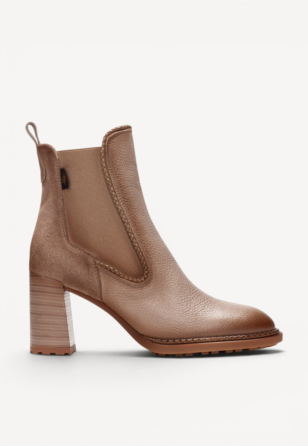 DAMES BOOTS+KORT LAARS-Beige leer