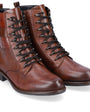 DAMES BOOTS+KORT LAARS-Bruin leer