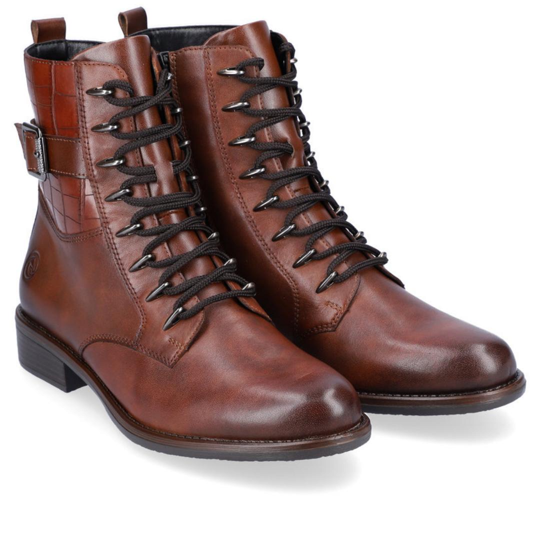 DAMES BOOTS+KORT LAARS-Bruin leer
