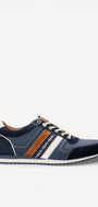 Heren veterschoenen-Blauw leer