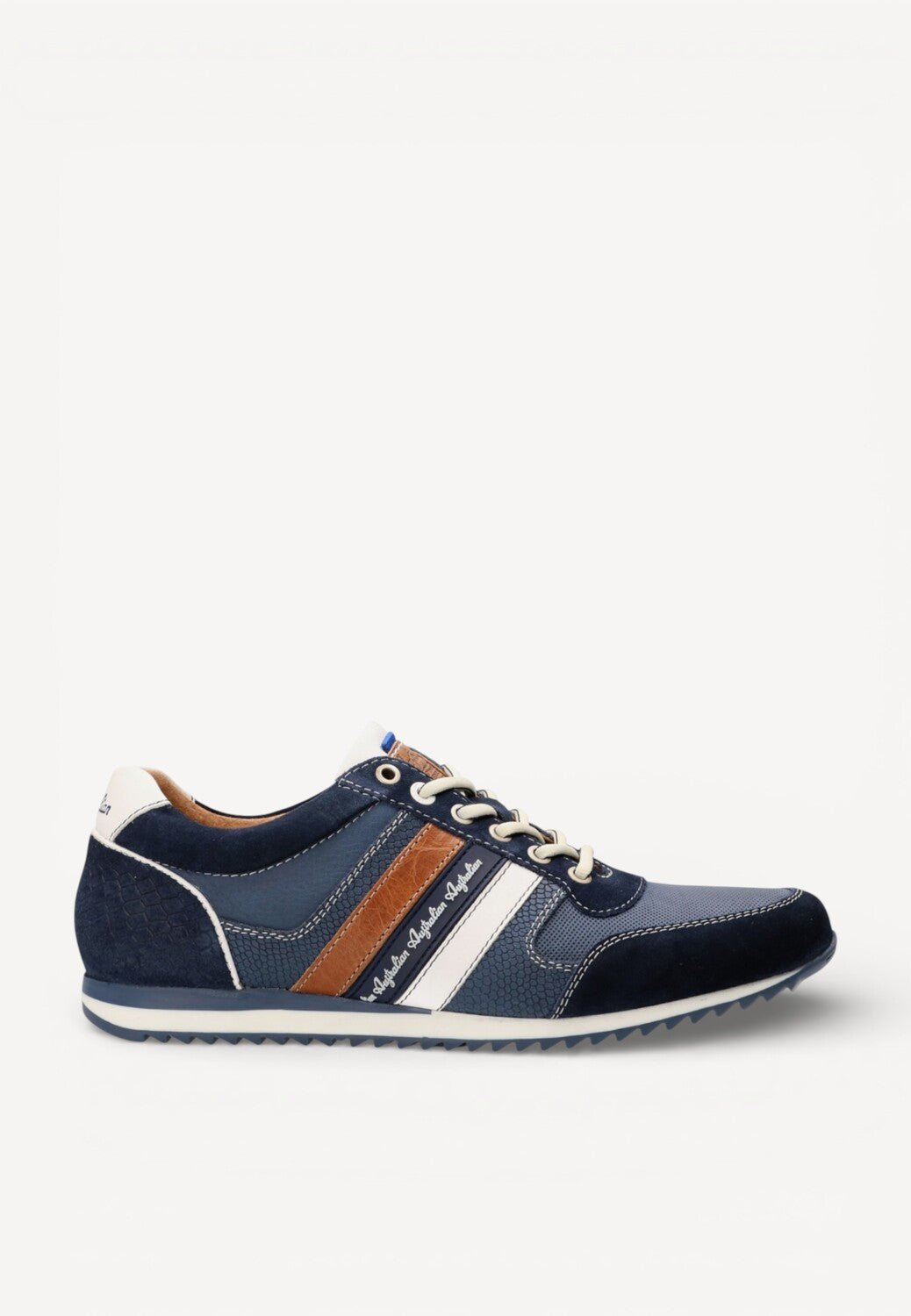 Heren veterschoenen-Blauw leer