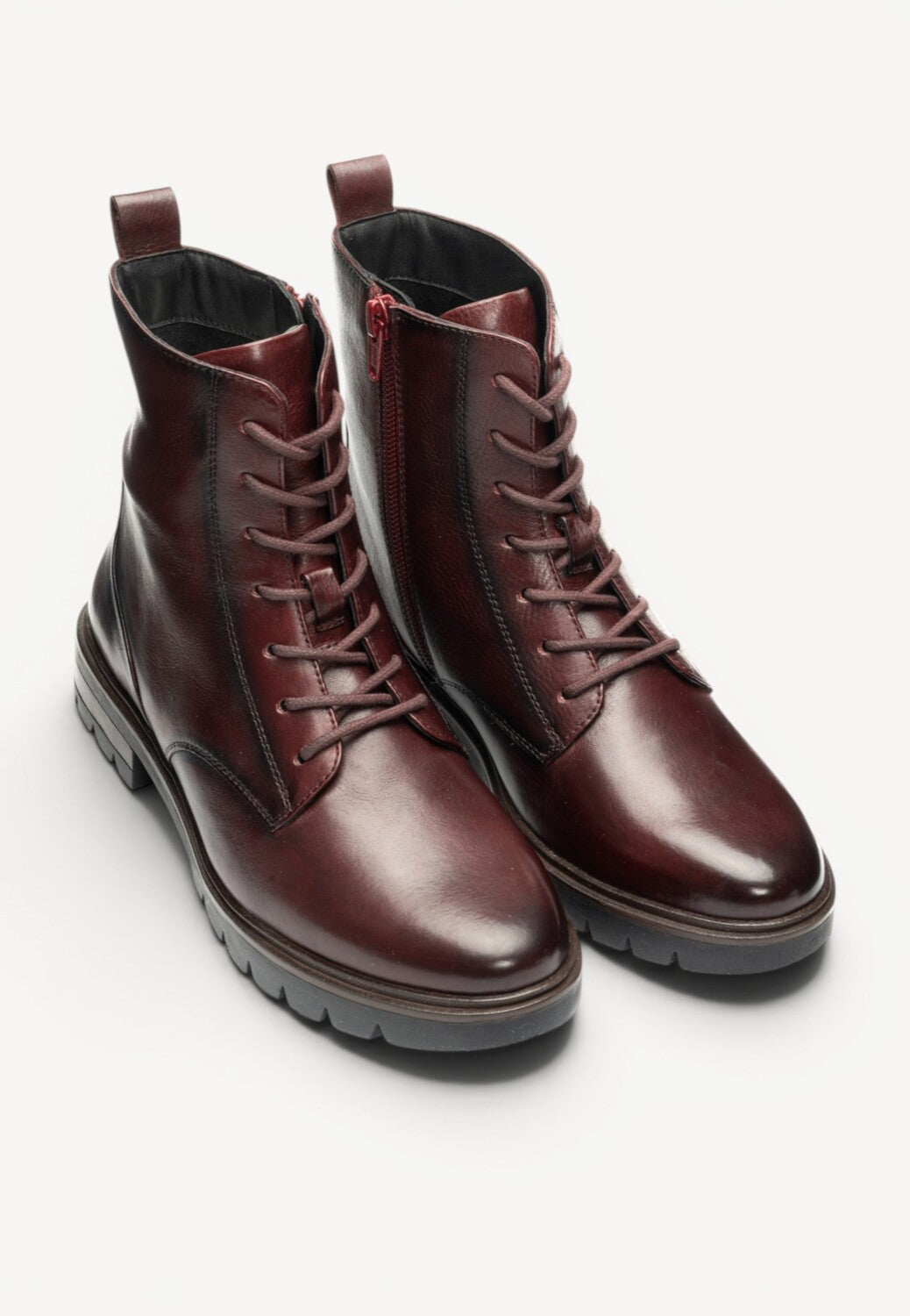 DAMES BOOTS+KORT LAARS-Rood leer