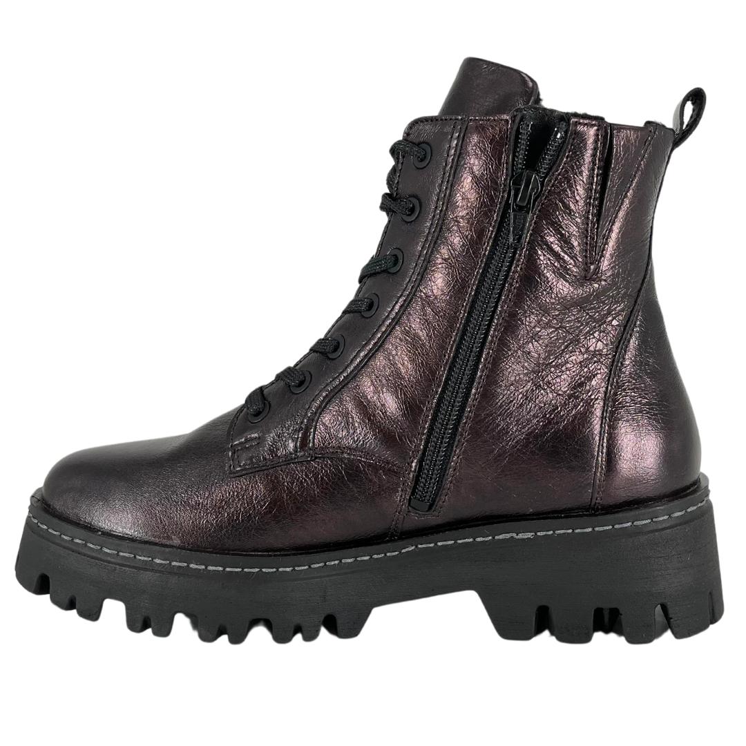 DAMES BOOTS+KORT LAARS-Brons leer