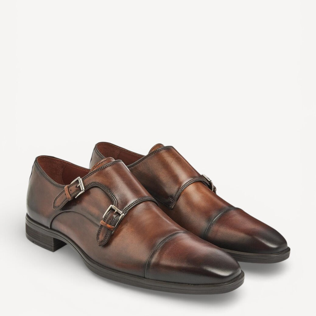 Heren veterschoenen-Bruin leer