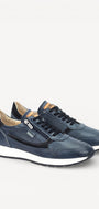 Heren veterschoenen-Blauw leer