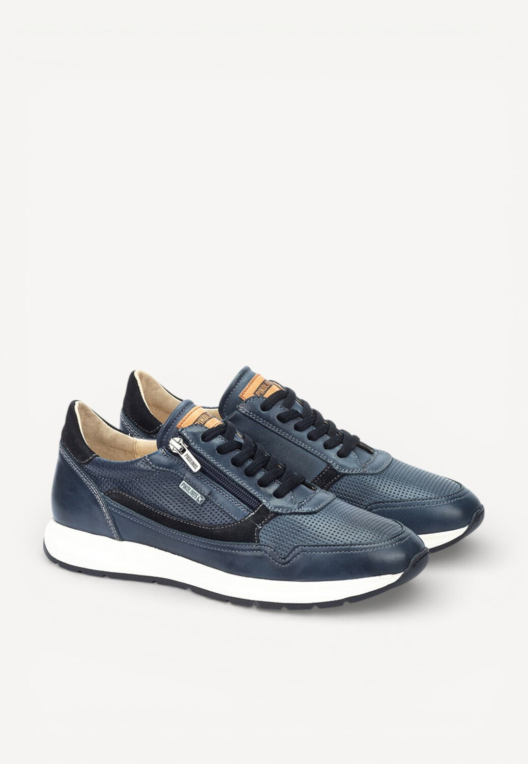 Heren veterschoenen-Blauw leer