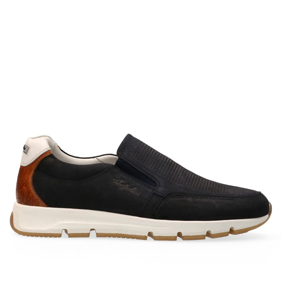 Heren instapper-Blauw suède/nubuck