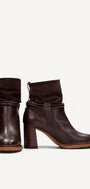 DAMES BOOTS+KORT LAARS-Bruin leer