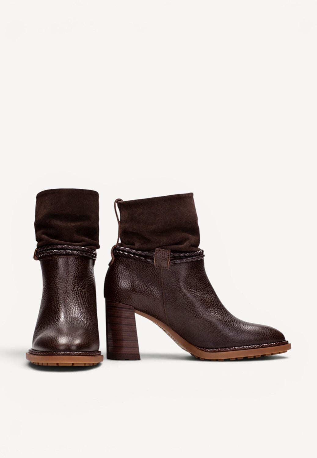 DAMES BOOTS+KORT LAARS-Bruin leer