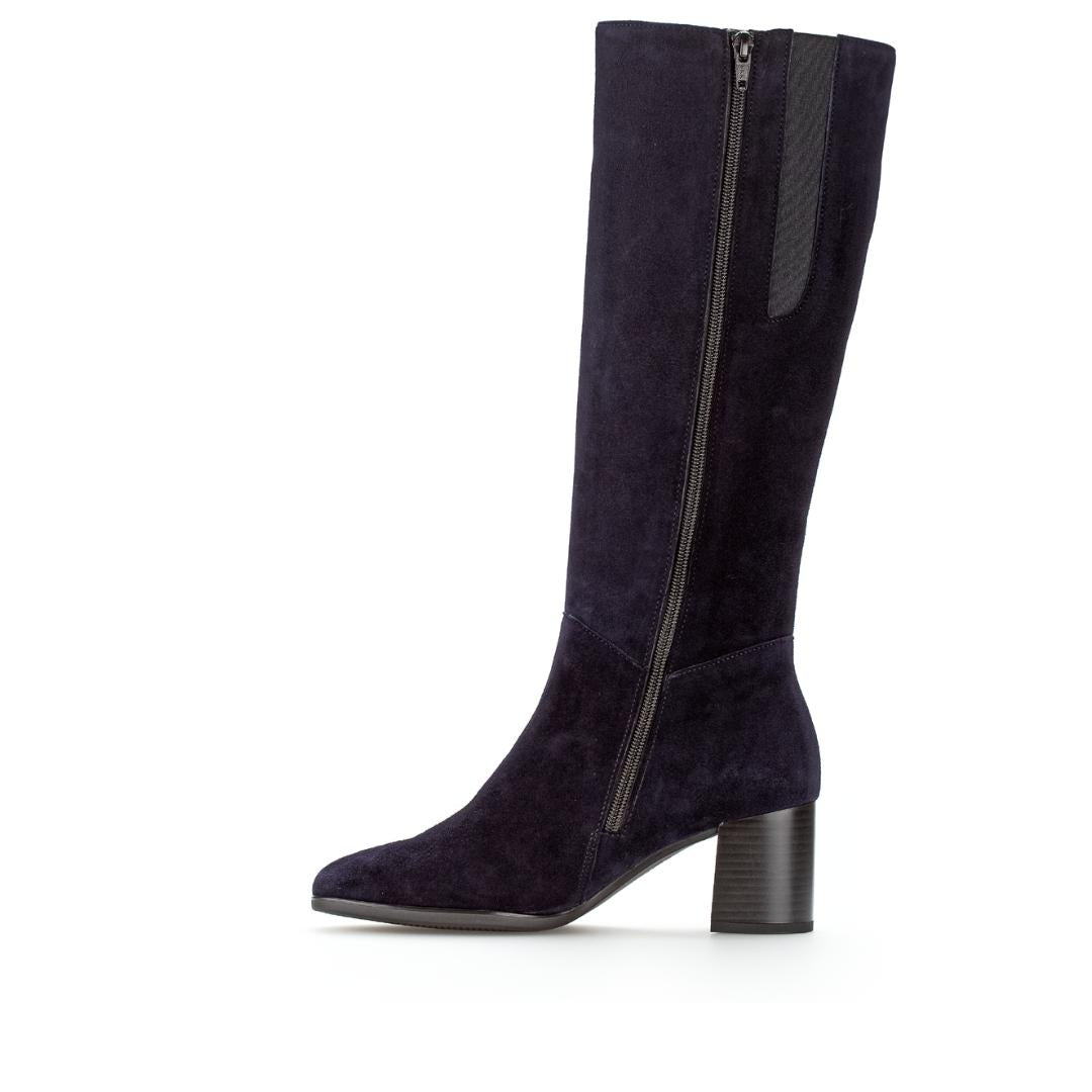 DAMESLAARS LANG/HALFHOOG-Blauw suède/nubuck