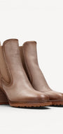 DAMES BOOTS+KORT LAARS-Beige leer