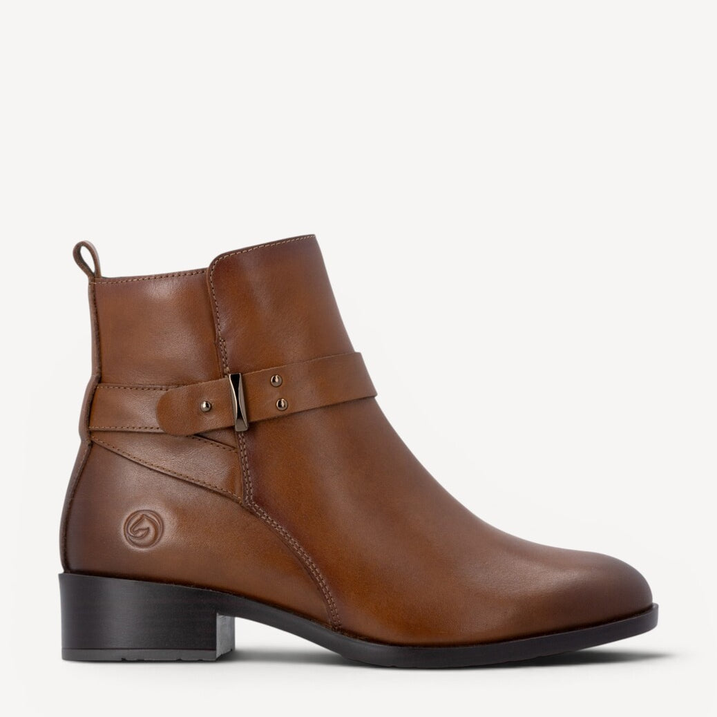 DAMES BOOTS+KORT LAARS-Bruin leer