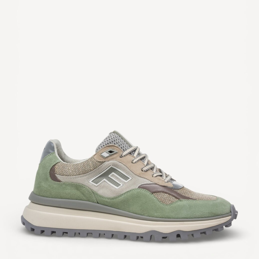 Heren veterschoenen-Groen combi kleur