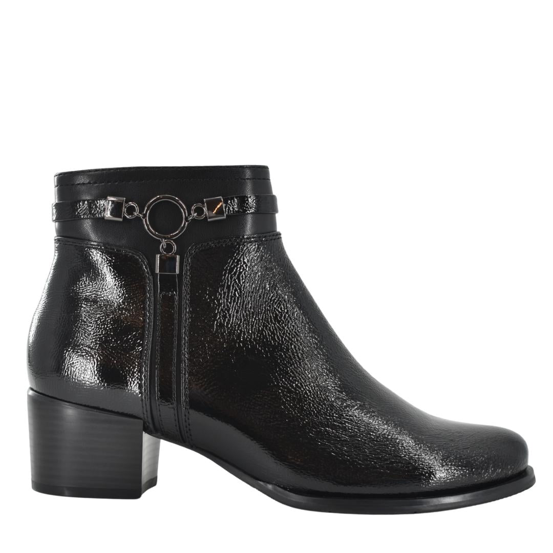 DAMES BOOTS+KORT LAARS-Zwart lak