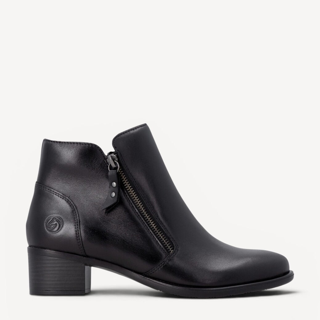 DAMES BOOTS+KORT LAARS-Zwart leer