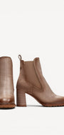 DAMES BOOTS+KORT LAARS-Beige leer