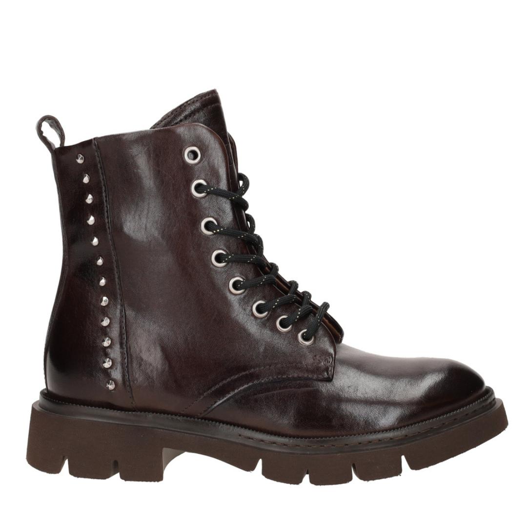 DAMES BOOTS+KORT LAARS-Bruin leer