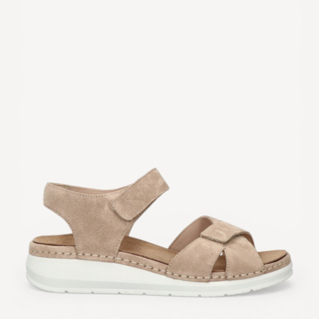 DAMES OPEN SCHOENEN-Beige suède/nubuck