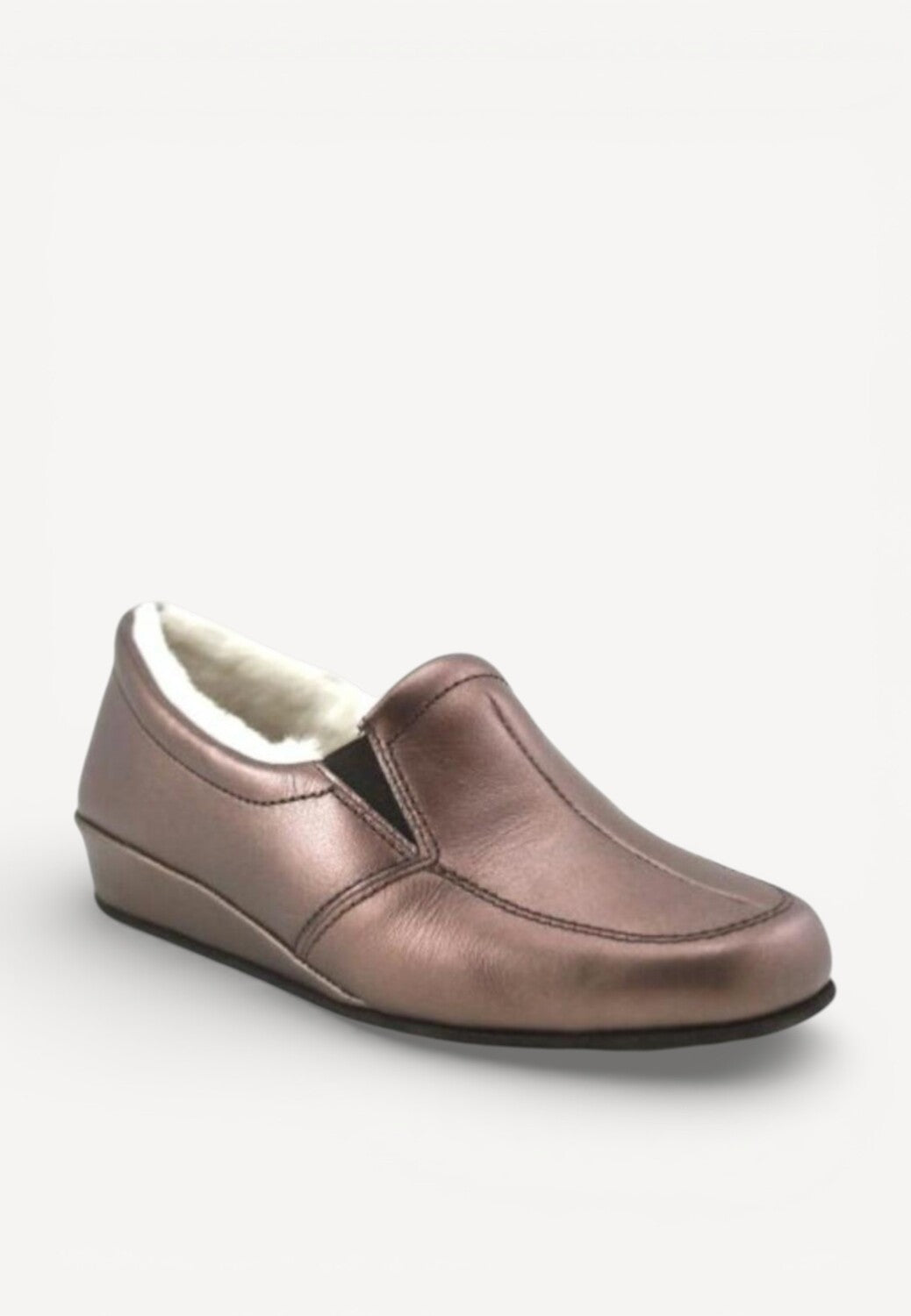 Dames dichte pantoffels-Brons leer