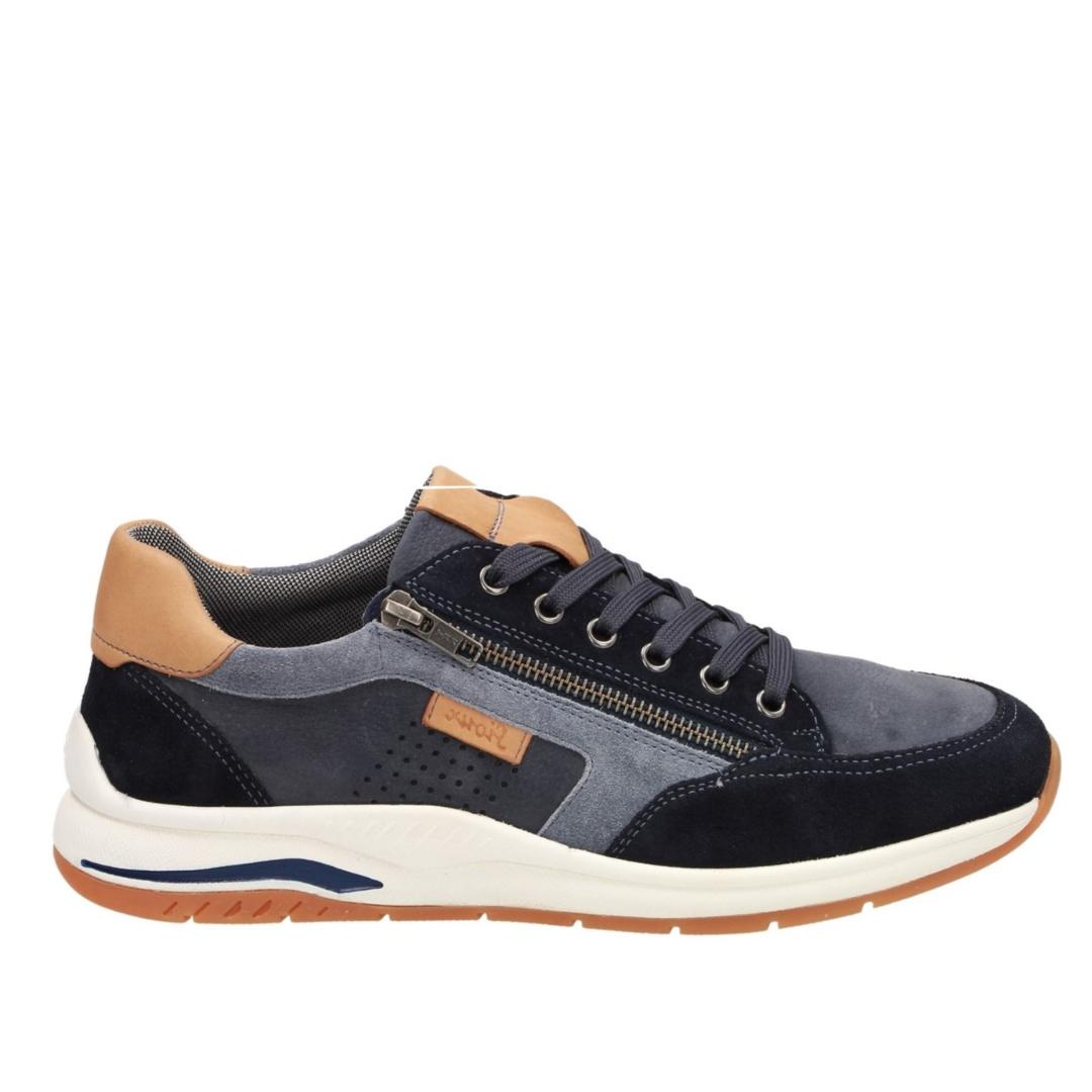 Heren veterschoenen-Blauw suède/nubuck