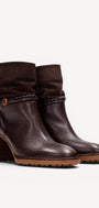 DAMES BOOTS+KORT LAARS-Bruin leer