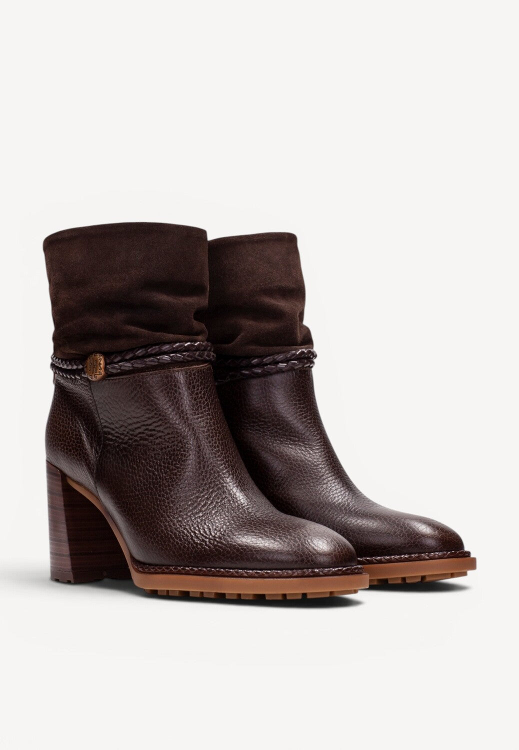 DAMES BOOTS+KORT LAARS-Bruin leer