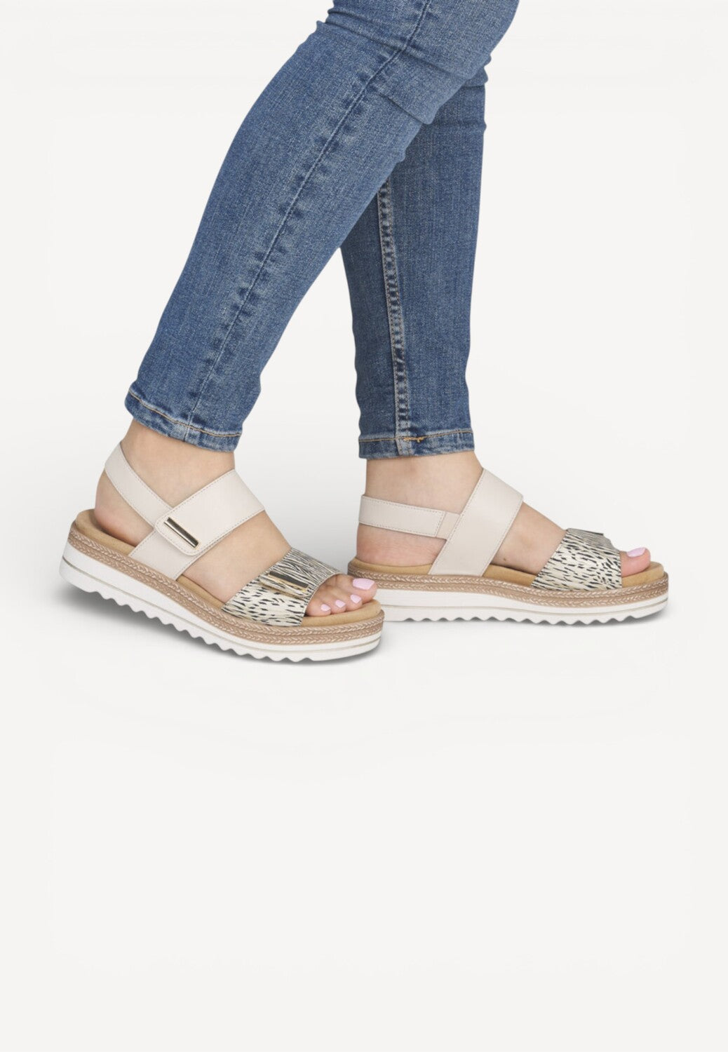 DAMES OPEN SCHOENEN-Beige combi kleur