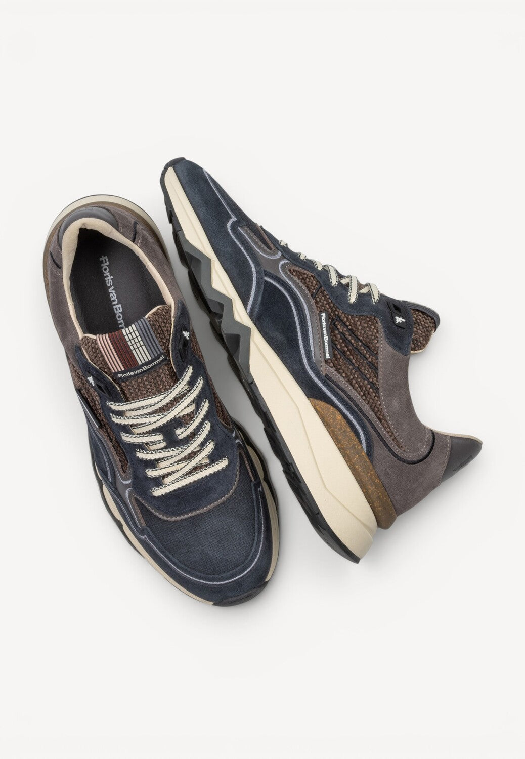 Heren veterschoenen-Blauw leer