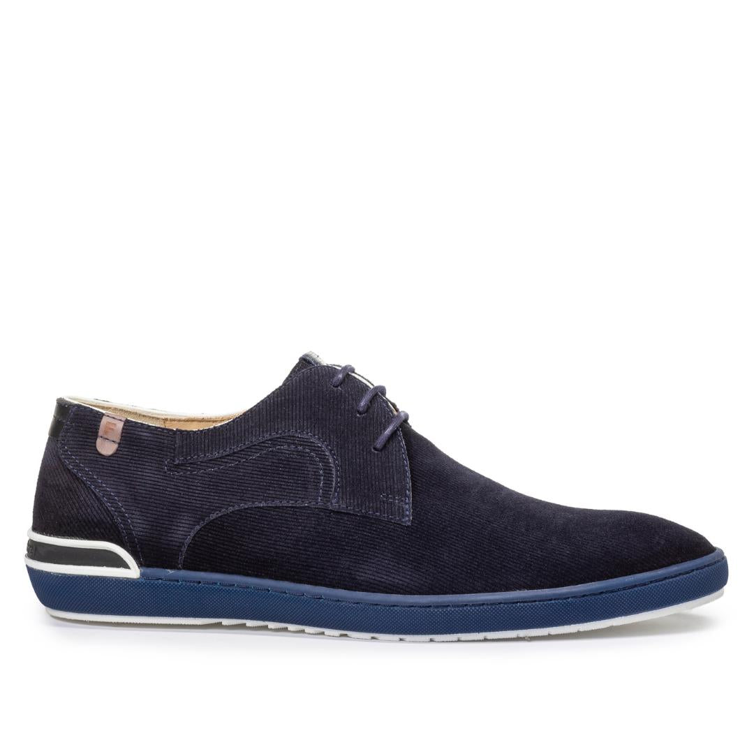 Heren veterschoenen-Blauw suède/nubuck