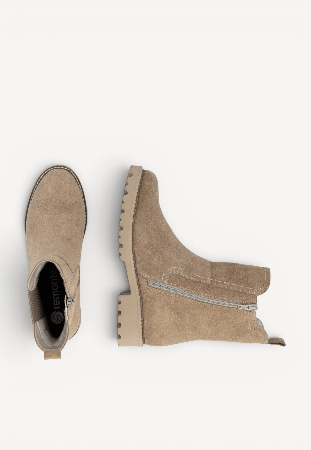 DAMES BOOTS+KORT LAARS-Beige suède/nubuck