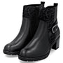 DAMES BOOTS+KORT LAARS-Zwart leer