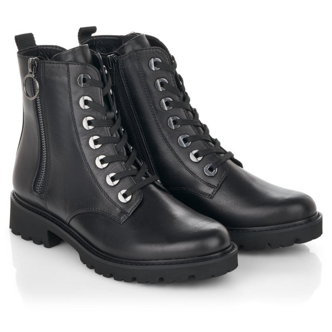 DAMES BOOTS+KORT LAARS-Zwart leer