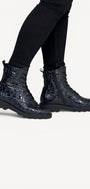 DAMES BOOTS+KORT LAARS-Blauw leer