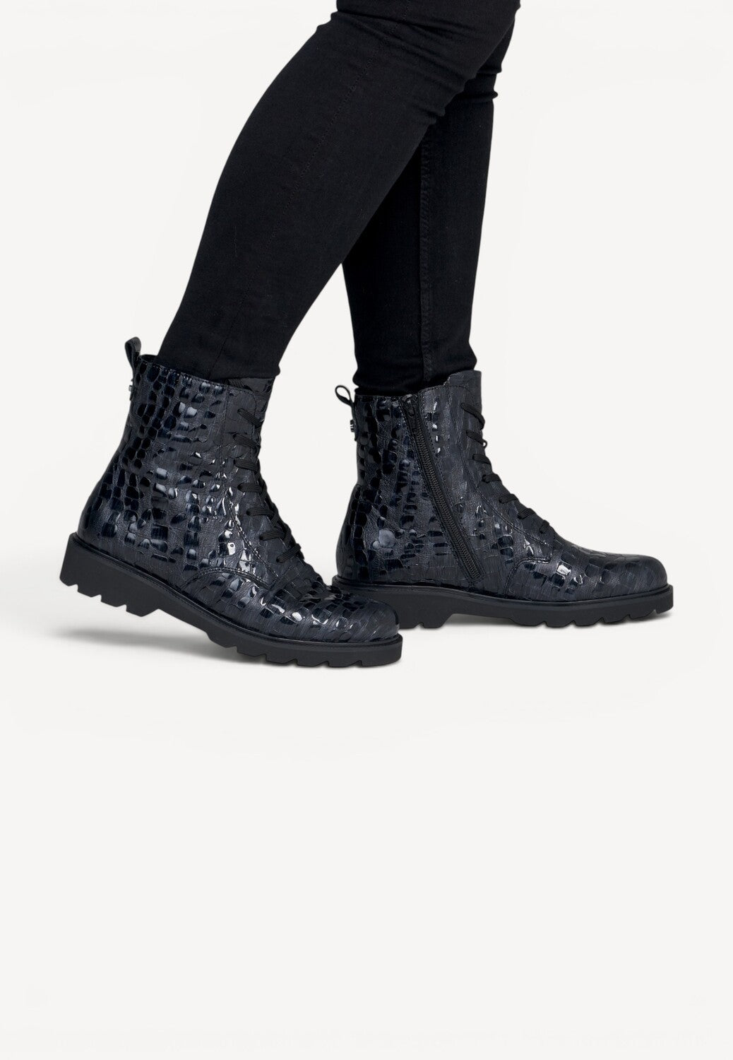 DAMES BOOTS+KORT LAARS-Blauw leer