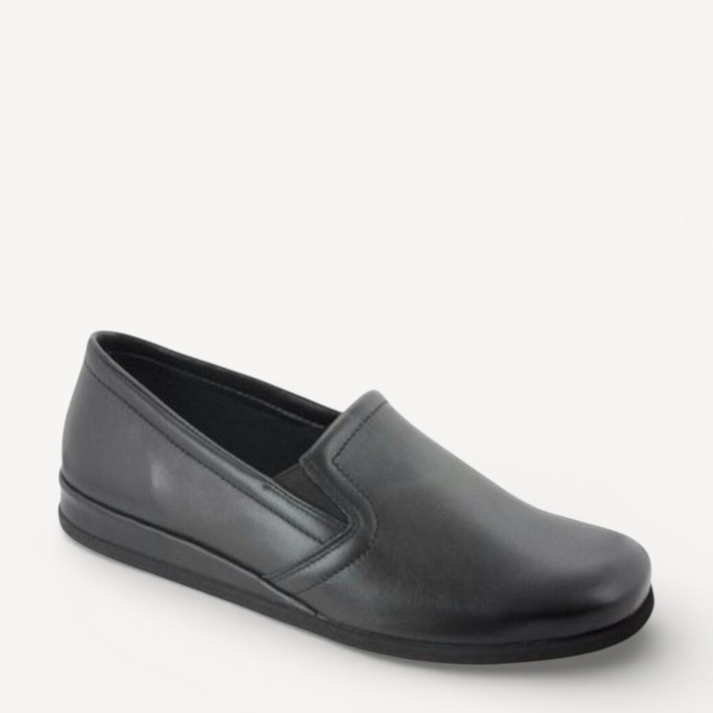 Heren dichte pantoffels-Zwart leer