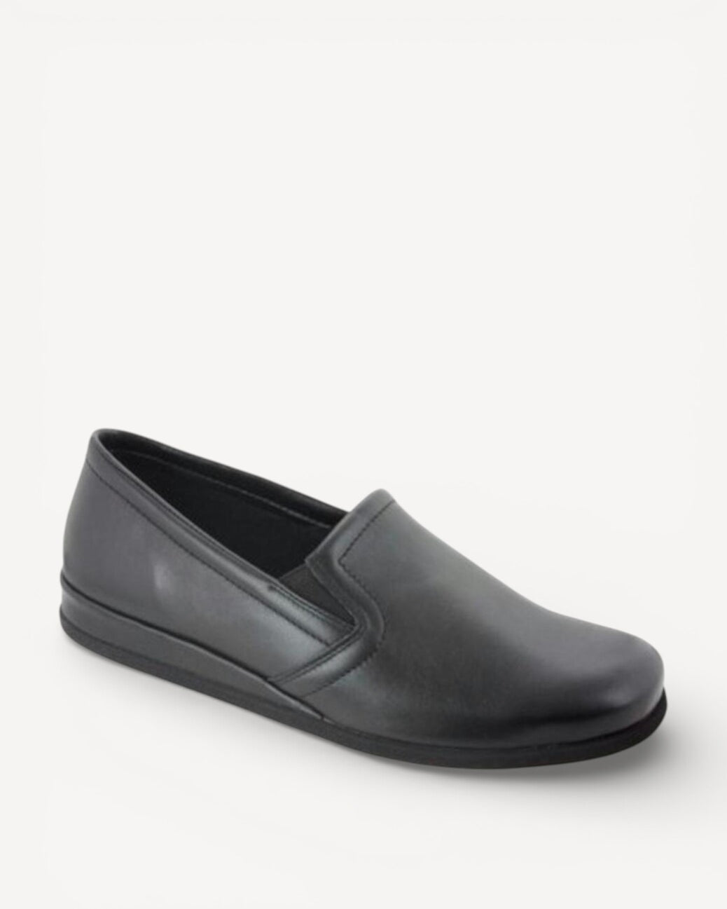 Heren dichte pantoffels-Zwart leer