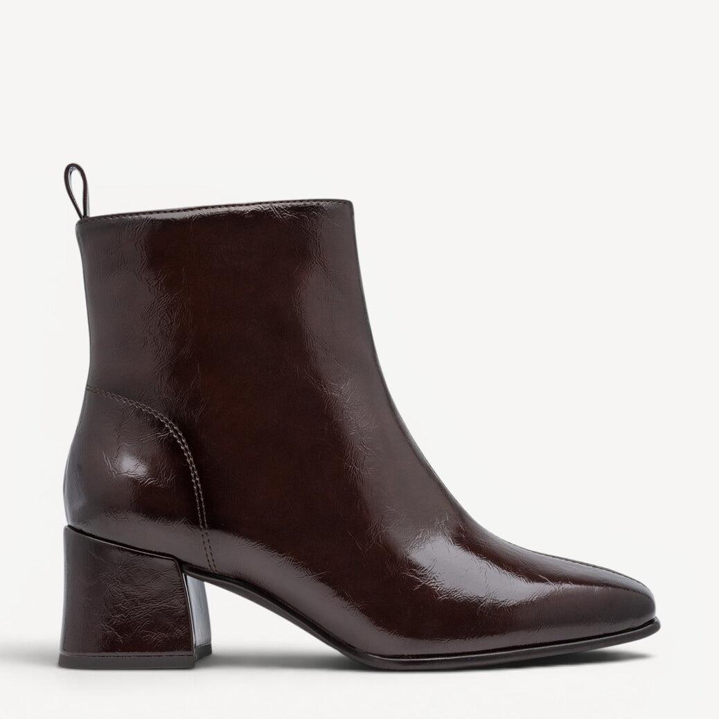 DAMES BOOTS+KORT LAARS-Bruin lak