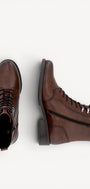 DAMES BOOTS+KORT LAARS-Bruin leer