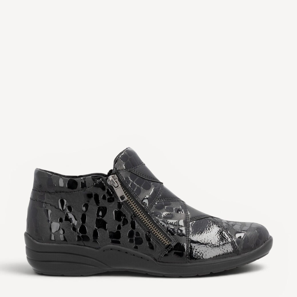 DAMES BOOTS+KORT LAARS-Zwart leer