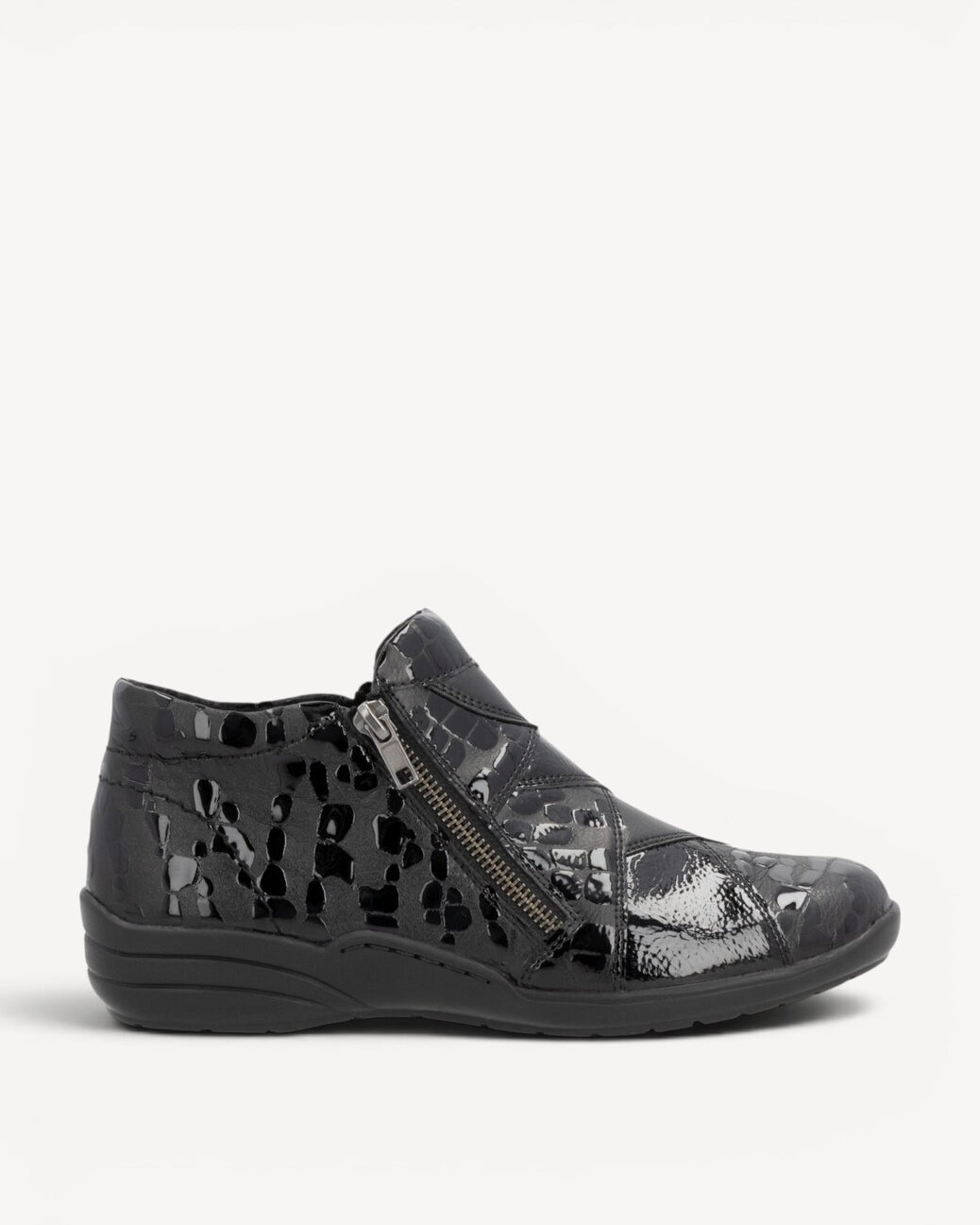 DAMES BOOTS+KORT LAARS-Zwart leer