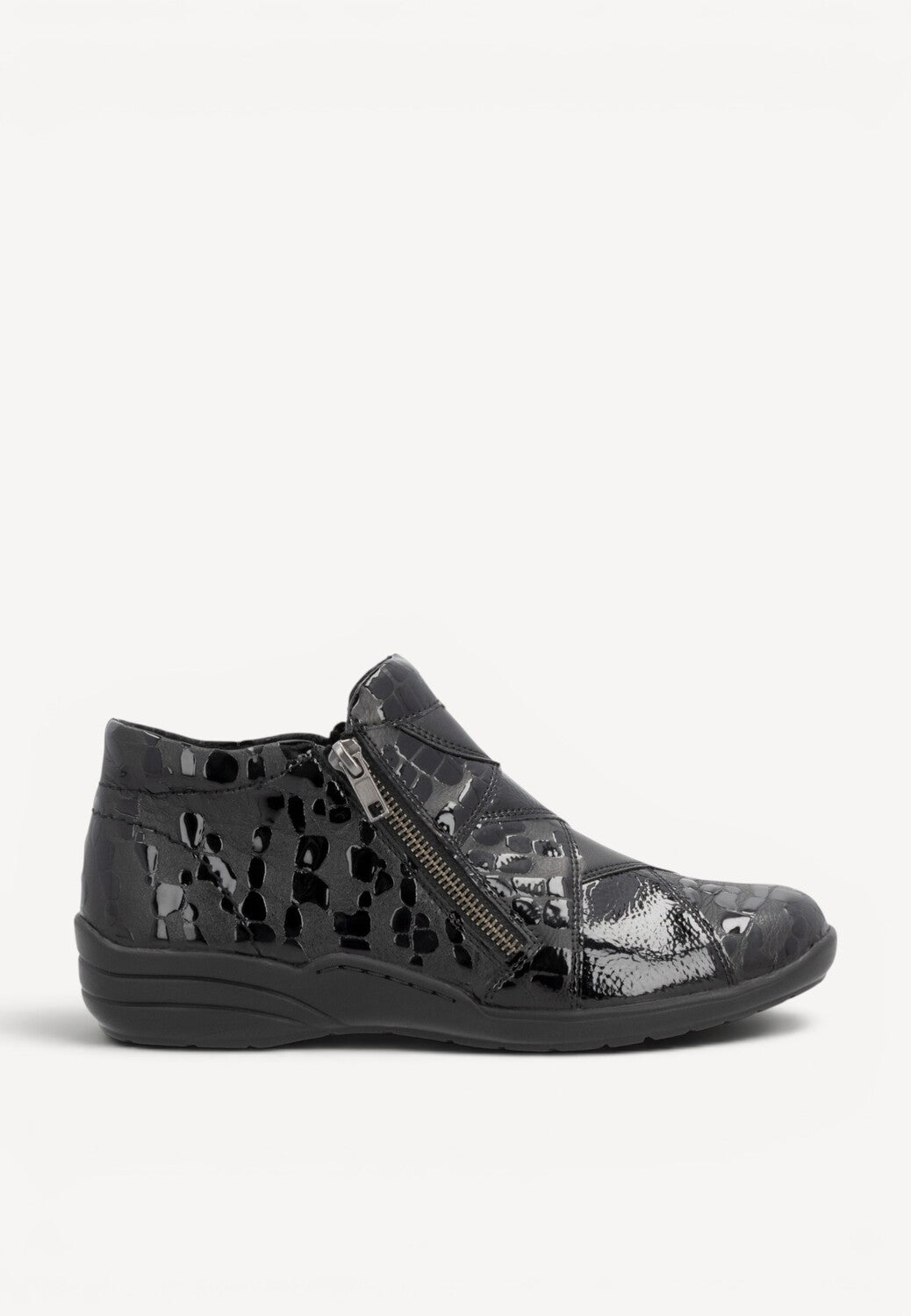 DAMES BOOTS+KORT LAARS-Zwart leer