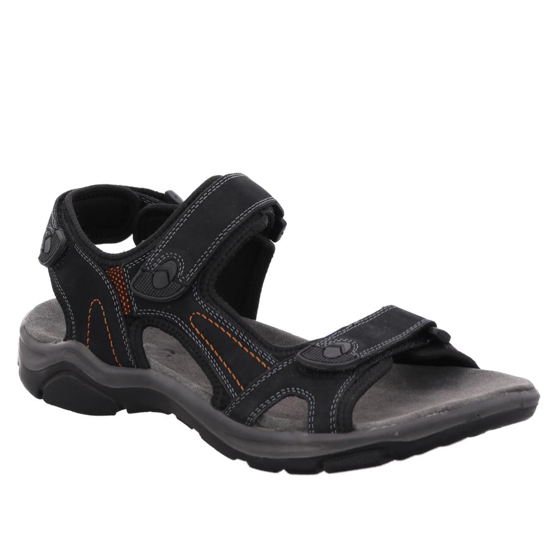 HE SLIPPER/SAND-Zwart leer